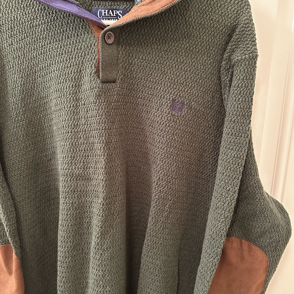 Vintage 💎 90s Chaps sweater quarter button up - Picture 2 of 6